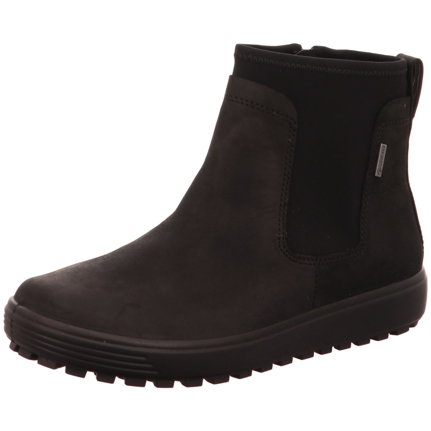 Men's ECCO® Soft TRED Leather Mid-Cut Boot Black