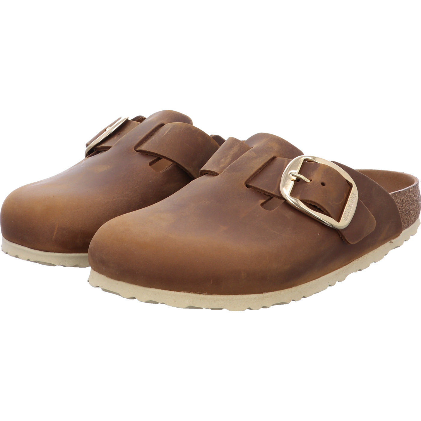 Birkenstock Pantolette Boston Big Buckle LEOI Cognac