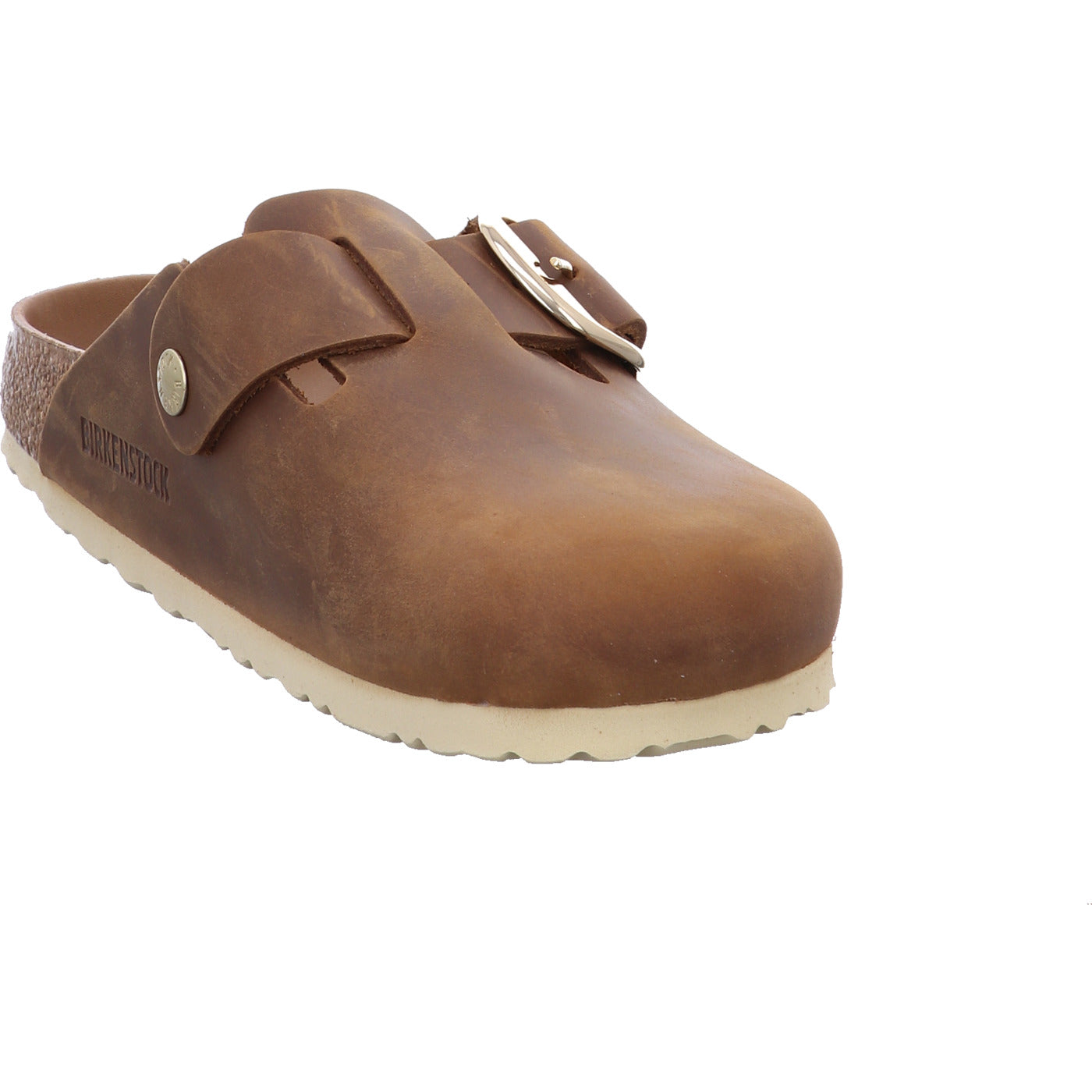 Birkenstock Pantolette Boston Big Buckle LEOI Cognac